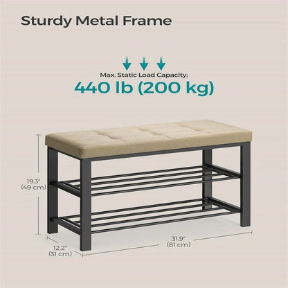 Entryway Bench with Cushion - 12.2 D x 31.9 W x 19.3 H