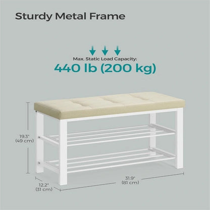 Entryway Bench with Cushion - 12.2 D x 31.9 W x 19.3 H