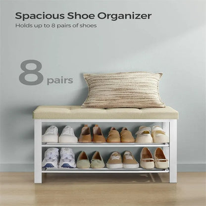 Entryway Bench with Cushion - 12.2 D x 31.9 W x 19.3 H