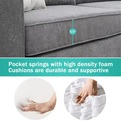 Modern Upholstered L-Shaped Sectional Sofa Couch with 3 Pillows