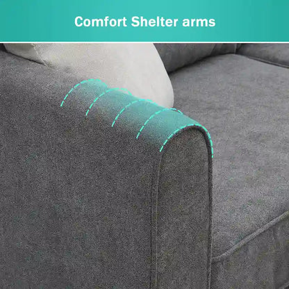 Modern Upholstered L-Shaped Sectional Sofa Couch with 3 Pillows