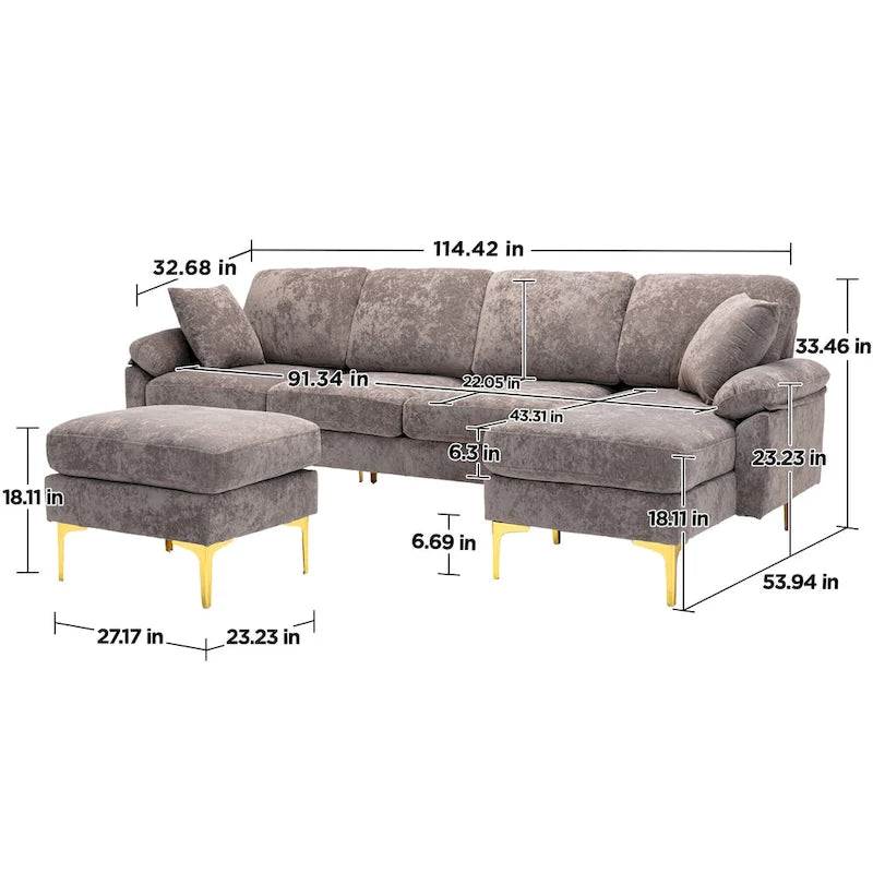 Kata 115  Sectional Sofa with Ottman