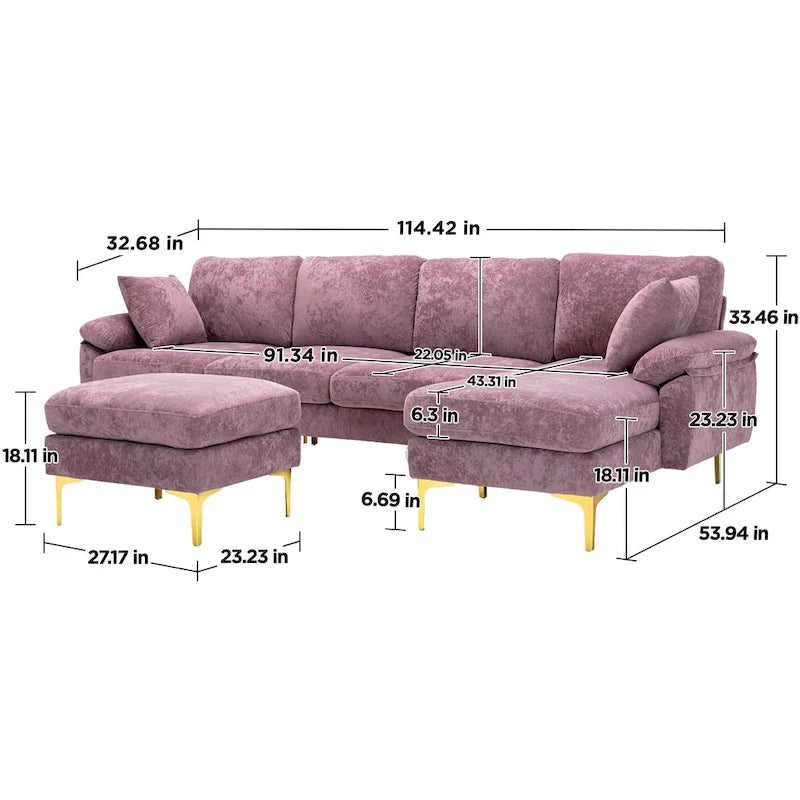 Kata 115  Sectional Sofa with Ottman