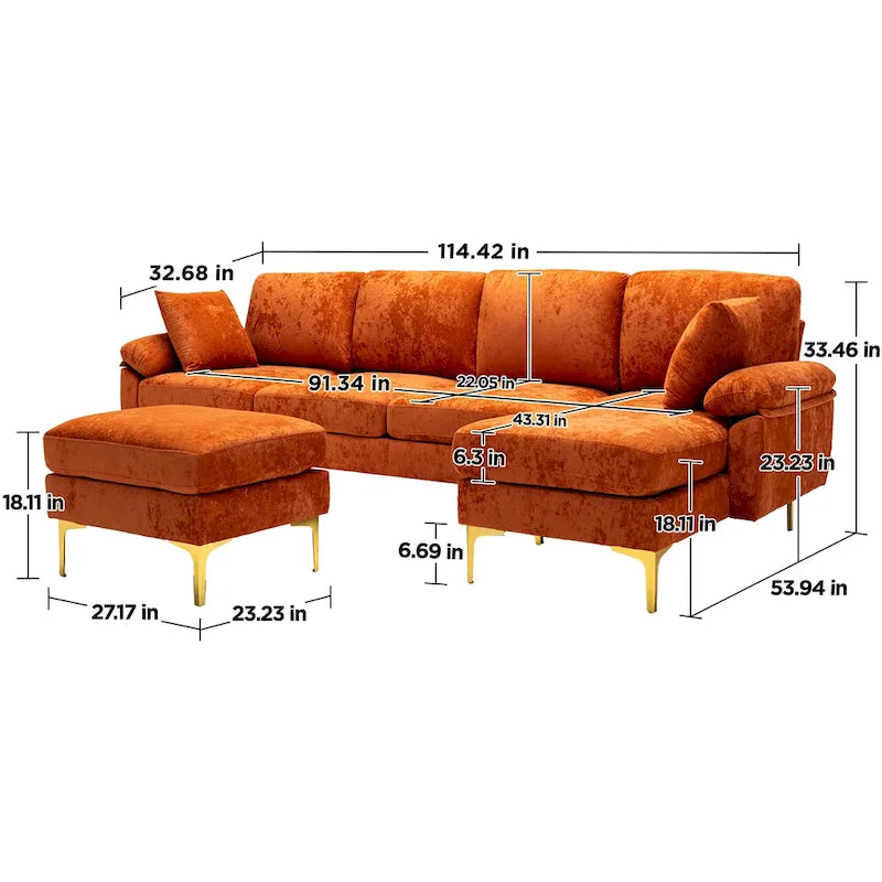 Kata 115  Sectional Sofa with Ottman