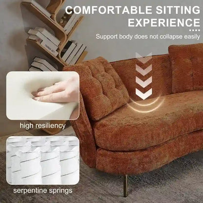 Upholstered Couch with Golden Metal Legs Club Loveseat Sofa for Living Reading Room ,Bedroom ,Apartment, Small Space Dorm