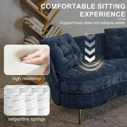 Upholstered Couch with Golden Metal Legs Club Loveseat Sofa for Living Reading Room ,Bedroom ,Apartment, Small Space Dorm