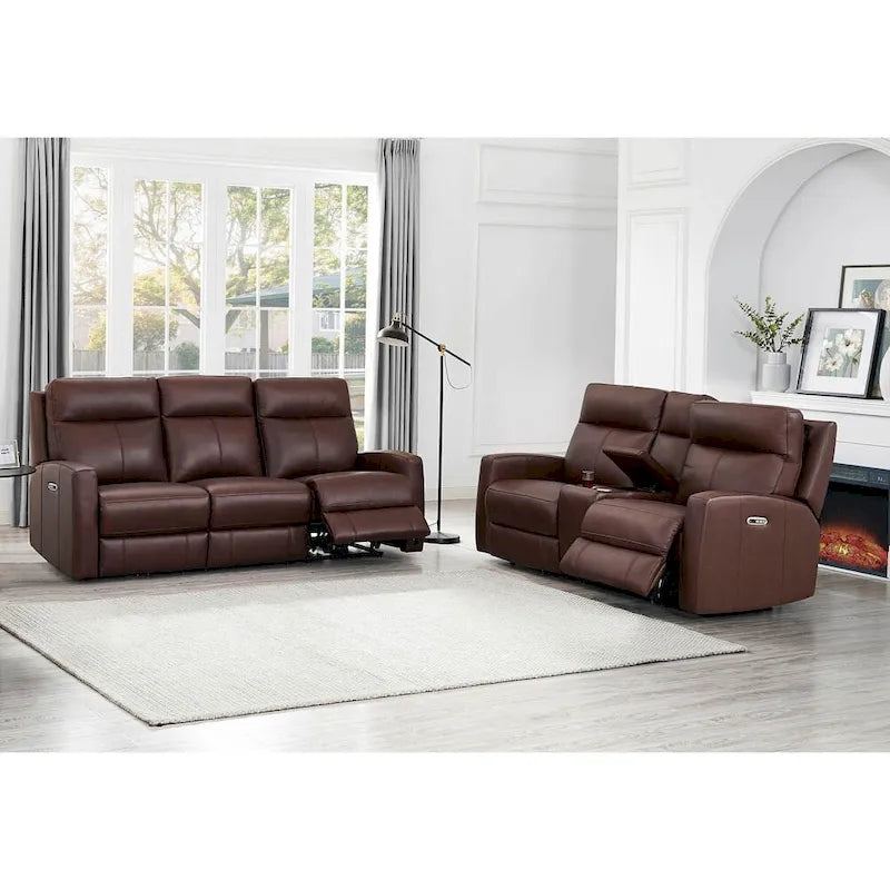 Hydeline Vienna Zero Gravity Power Recline and Headrest Top Grain Leather Sofa and Loveseat - Sofa, Loveseat