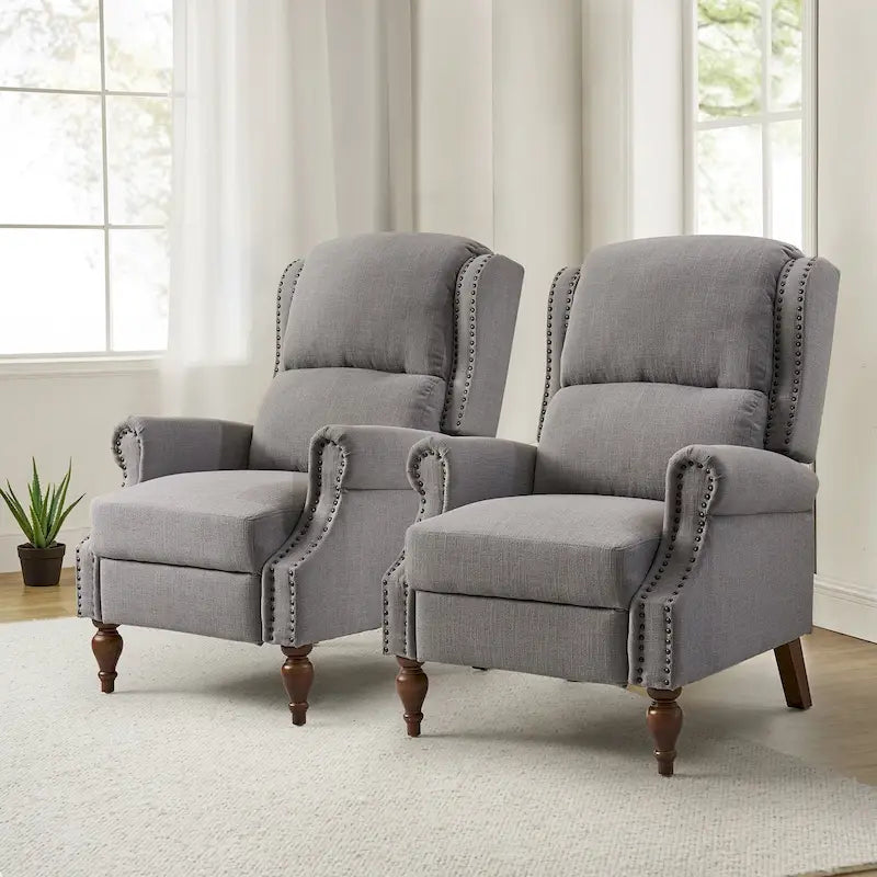 Terri Traditional Roll Arm Manual Recliner with Solid Wood Legs Set of 2 by HULALA HOME