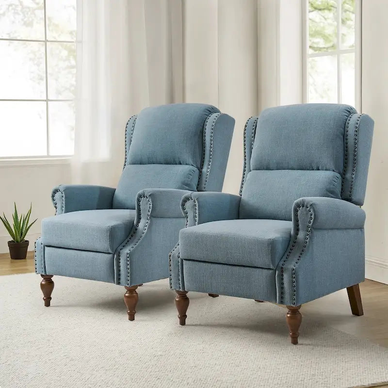 Terri Traditional Roll Arm Manual Recliner with Solid Wood Legs Set of 2 by HULALA HOME