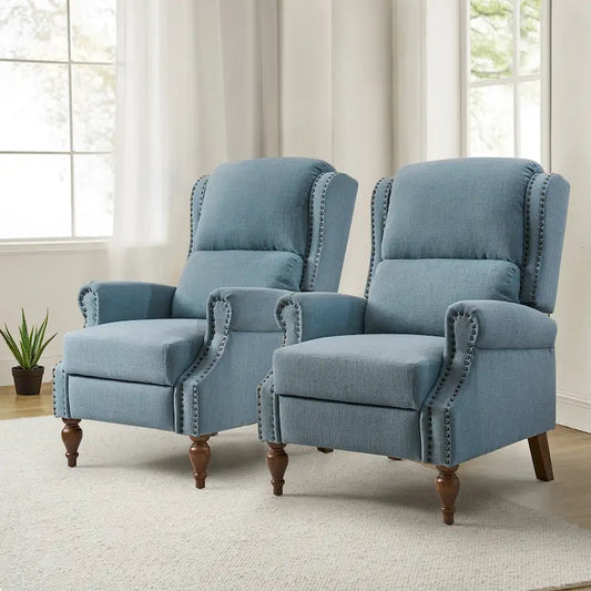 Terri Traditional Roll Arm Manual Recliner with Solid Wood Legs Set of 2 by HULALA HOME