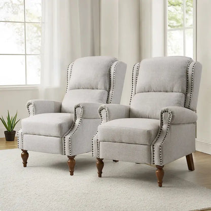 Terri Traditional Roll Arm Manual Recliner with Solid Wood Legs Set of 2 by HULALA HOME