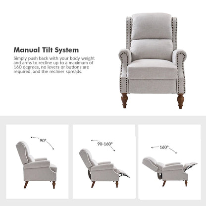 Terri Traditional Roll Arm Manual Recliner with Solid Wood Legs Set of 2 by HULALA HOME