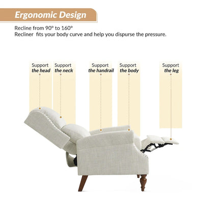 Terri Traditional Roll Arm Manual Recliner with Solid Wood Legs Set of 2 by HULALA HOME