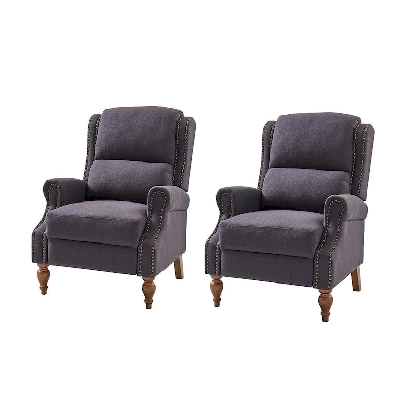 Terri Traditional Roll Arm Manual Recliner with Solid Wood Legs Set of 2 by HULALA HOME
