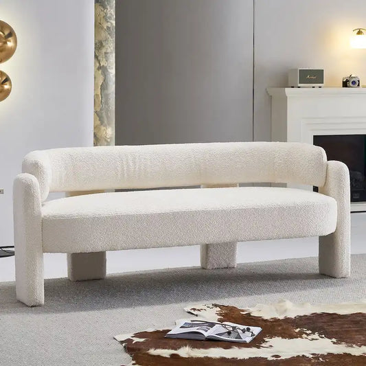 75.59  Wide Boucle Upholstery Modern Sofa for Living Room Beige
