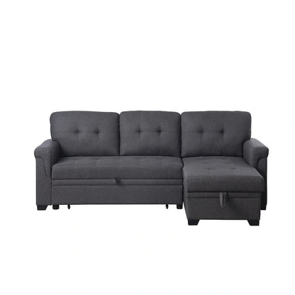 Lucca 84-inch Reversible Sleeper Sectional Sofa with Storage Chaise - 84 W x 54 D x 35 H
