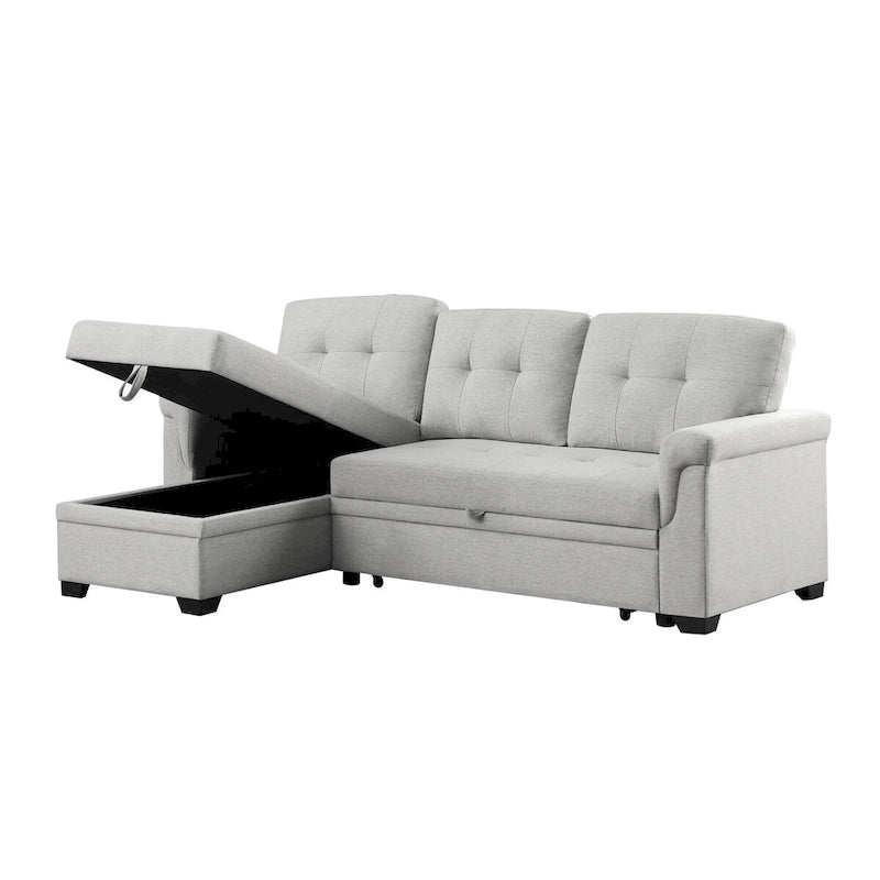 Lucca 84-inch Reversible Sleeper Sectional Sofa with Storage Chaise - 84 W x 54 D x 35 H