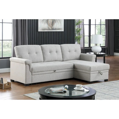 Lucca 84-inch Reversible Sleeper Sectional Sofa with Storage Chaise - 84 W x 54 D x 35 H