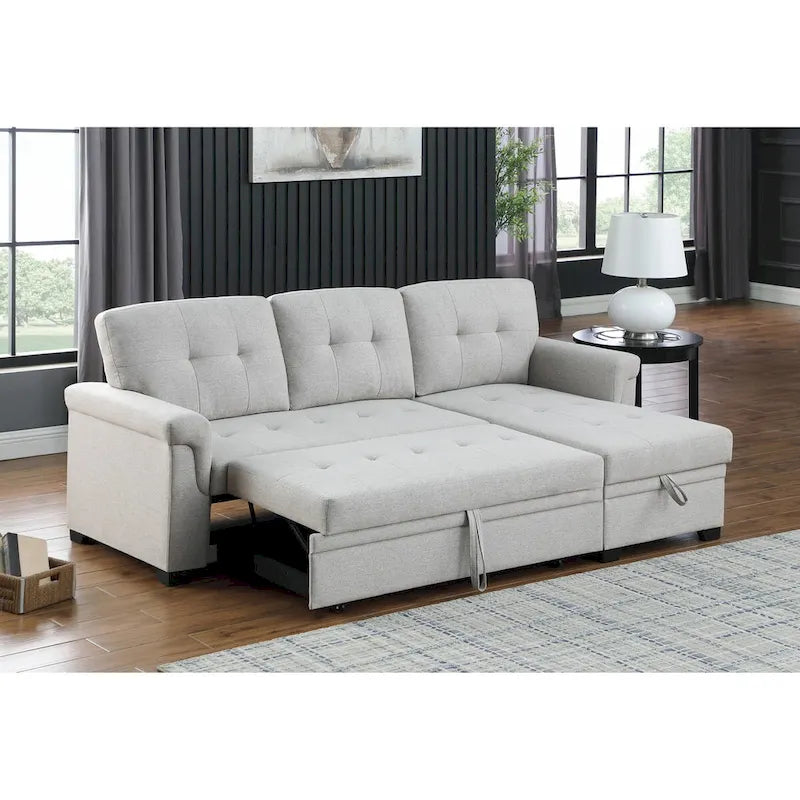 Lucca 84-inch Reversible Sleeper Sectional Sofa with Storage Chaise - 84 W x 54 D x 35 H