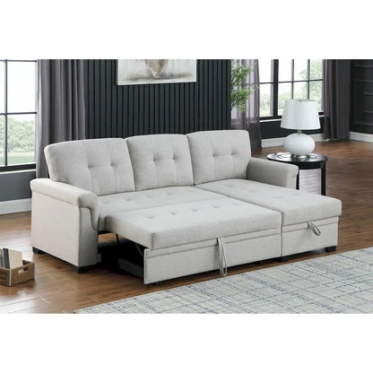 Lucca 84-inch Reversible Sleeper Sectional Sofa with Storage Chaise - 84 W x 54 D x 35 H