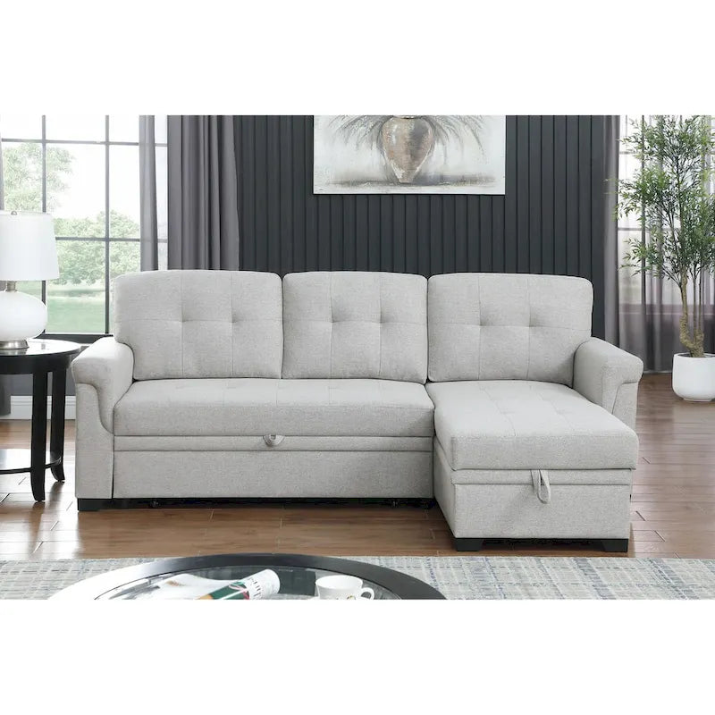 Lucca 84-inch Reversible Sleeper Sectional Sofa with Storage Chaise - 84 W x 54 D x 35 H