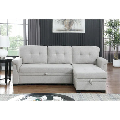 Lucca 84-inch Reversible Sleeper Sectional Sofa with Storage Chaise - 84 W x 54 D x 35 H