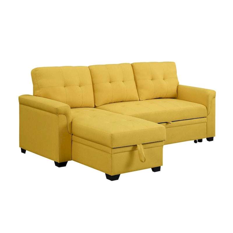 Lucca 84-inch Reversible Sleeper Sectional Sofa with Storage Chaise - 84 W x 54 D x 35 H