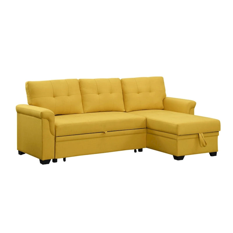 Lucca 84-inch Reversible Sleeper Sectional Sofa with Storage Chaise - 84 W x 54 D x 35 H