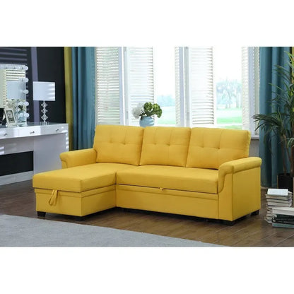 Lucca 84-inch Reversible Sleeper Sectional Sofa with Storage Chaise - 84 W x 54 D x 35 H