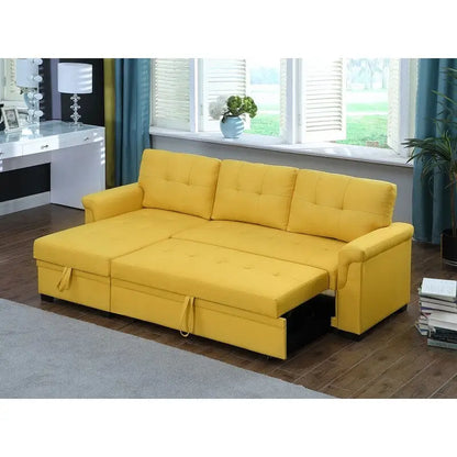 Lucca 84-inch Reversible Sleeper Sectional Sofa with Storage Chaise - 84 W x 54 D x 35 H