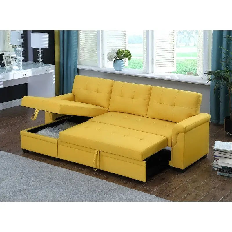 Lucca 84-inch Reversible Sleeper Sectional Sofa with Storage Chaise - 84 W x 54 D x 35 H