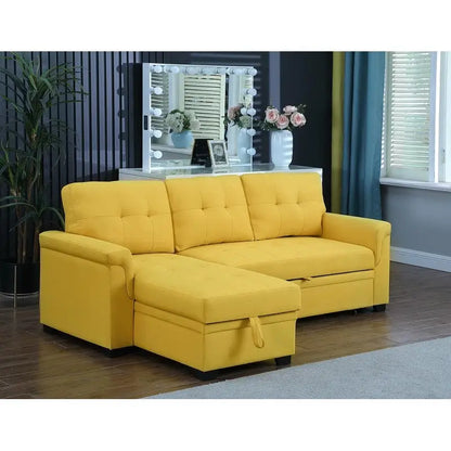 Lucca 84-inch Reversible Sleeper Sectional Sofa with Storage Chaise - 84 W x 54 D x 35 H