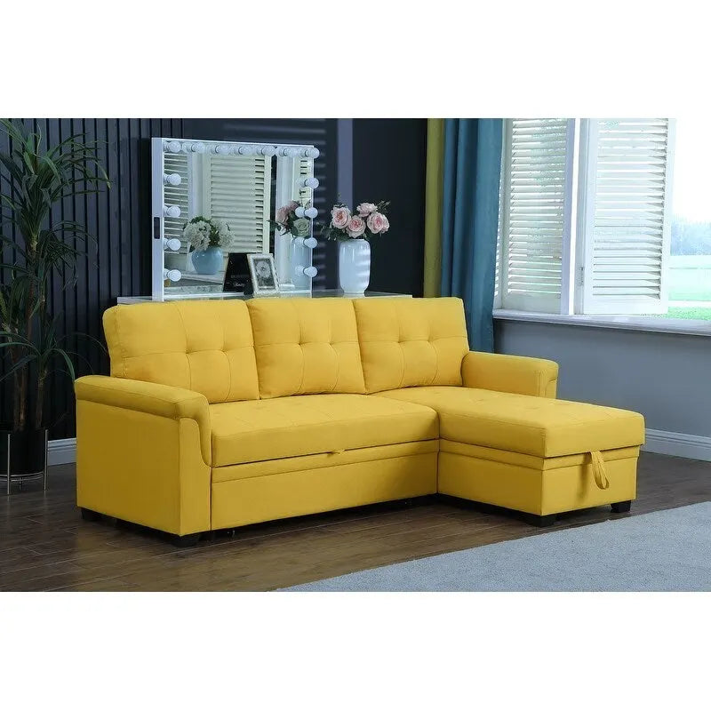 Lucca 84-inch Reversible Sleeper Sectional Sofa with Storage Chaise - 84 W x 54 D x 35 H