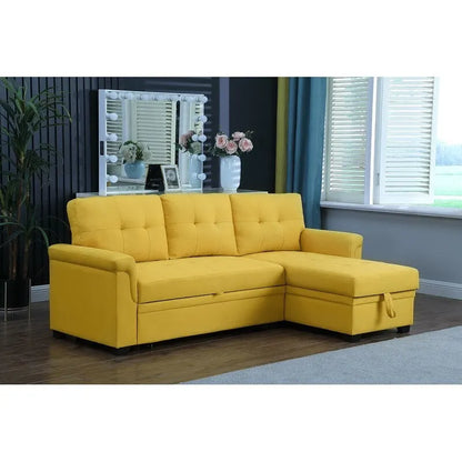 Lucca 84-inch Reversible Sleeper Sectional Sofa with Storage Chaise - 84 W x 54 D x 35 H