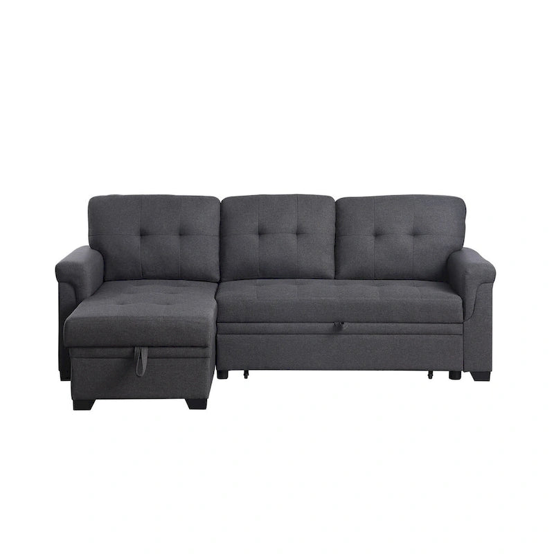 Lucca 84-inch Reversible Sleeper Sectional Sofa with Storage Chaise - 84 W x 54 D x 35 H