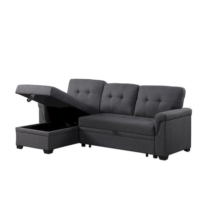 Lucca 84-inch Reversible Sleeper Sectional Sofa with Storage Chaise - 84 W x 54 D x 35 H