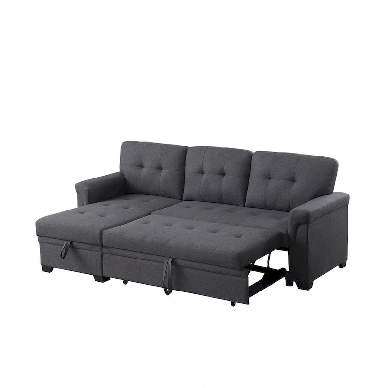 Lucca 84-inch Reversible Sleeper Sectional Sofa with Storage Chaise - 84 W x 54 D x 35 H