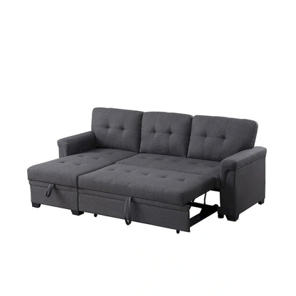 Lucca 84-inch Reversible Sleeper Sectional Sofa with Storage Chaise - 84 W x 54 D x 35 H