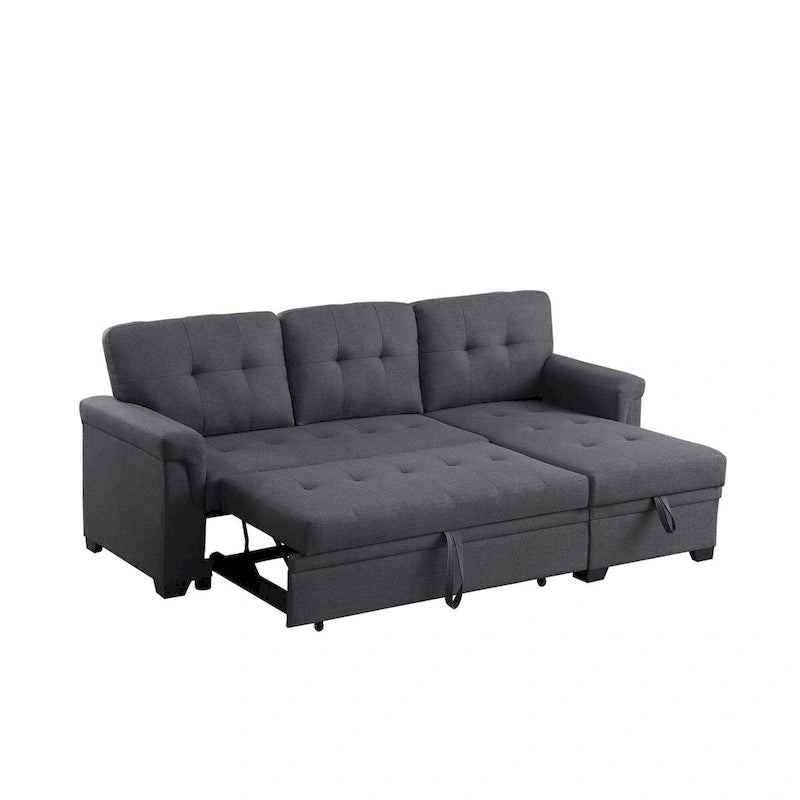 Lucca 84-inch Reversible Sleeper Sectional Sofa with Storage Chaise - 84 W x 54 D x 35 H