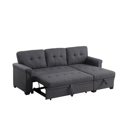 Lucca 84-inch Reversible Sleeper Sectional Sofa with Storage Chaise - 84 W x 54 D x 35 H