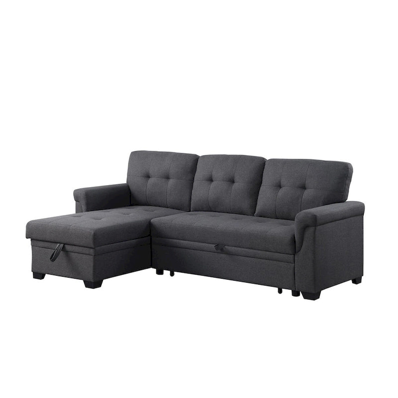 Lucca 84-inch Reversible Sleeper Sectional Sofa with Storage Chaise - 84 W x 54 D x 35 H