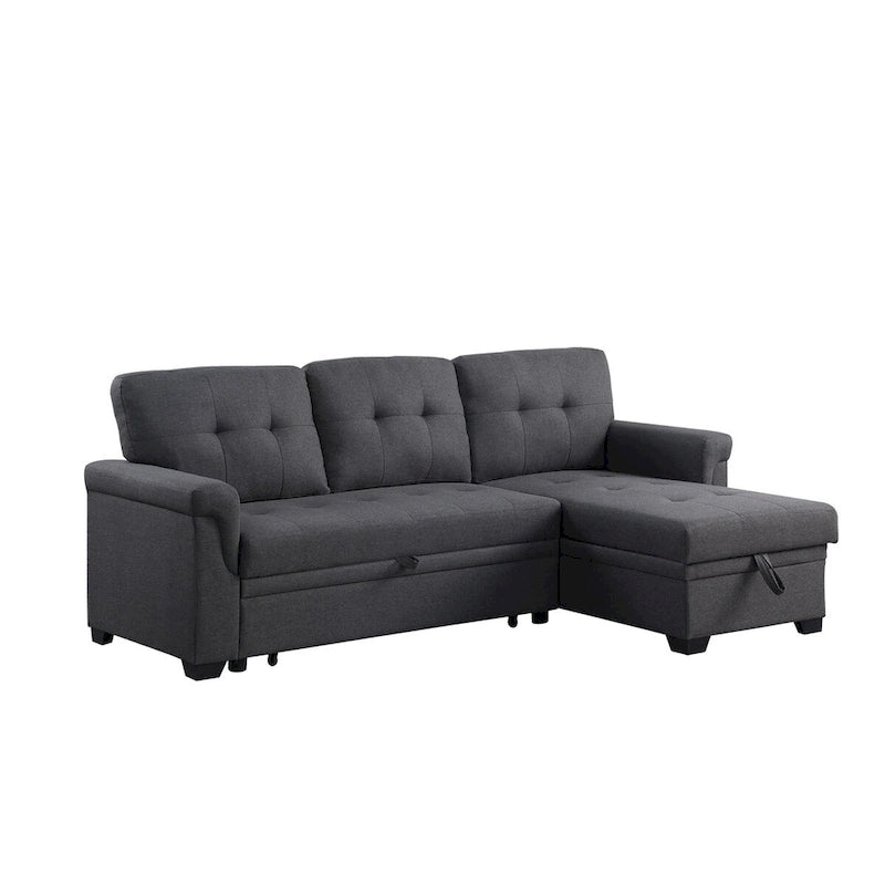 Lucca 84-inch Reversible Sleeper Sectional Sofa with Storage Chaise - 84 W x 54 D x 35 H