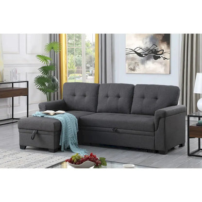 Lucca 84-inch Reversible Sleeper Sectional Sofa with Storage Chaise - 84 W x 54 D x 35 H