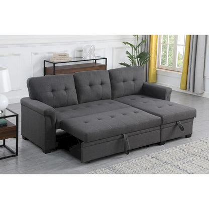 Lucca 84-inch Reversible Sleeper Sectional Sofa with Storage Chaise - 84 W x 54 D x 35 H