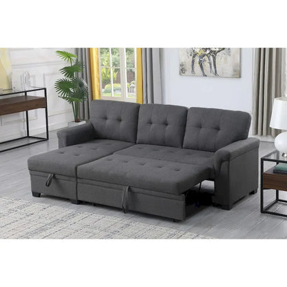 Lucca 84-inch Reversible Sleeper Sectional Sofa with Storage Chaise - 84 W x 54 D x 35 H