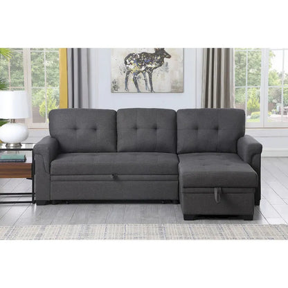 Lucca 84-inch Reversible Sleeper Sectional Sofa with Storage Chaise - 84 W x 54 D x 35 H