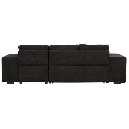 104  Modern L-Shape 3 Seat Reversible Sectional Couch, Pull Out Sleeper Sofa with Storage Chaise and 2 Stools