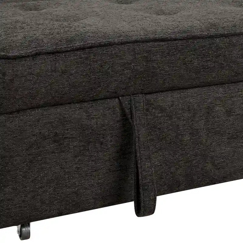 104  Modern L-Shape 3 Seat Reversible Sectional Couch, Pull Out Sleeper Sofa with Storage Chaise and 2 Stools