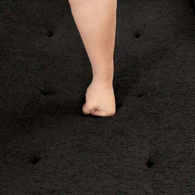 104  Modern L-Shape 3 Seat Reversible Sectional Couch, Pull Out Sleeper Sofa with Storage Chaise and 2 Stools