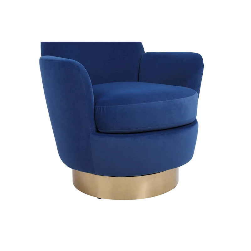 Velvet Swivel Barrel Chair, Swivel Accent Chairs Armchair, Reading Chairs, Round Barrel Chairs with Gold Stainless Steel Base